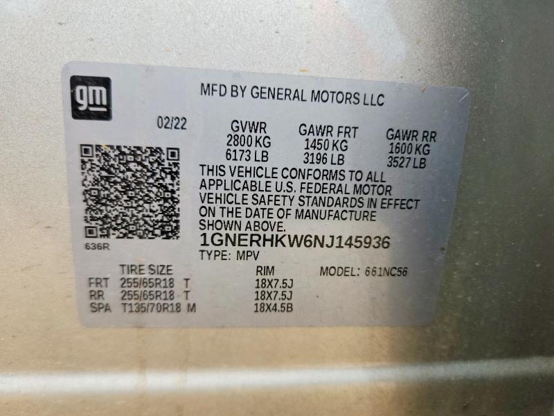 Photo 14 from auction – 2022 CHEVROLET TRAVERSE with VIN 1GNERHKW6NJ145936
