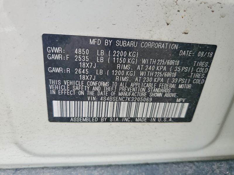 Photo 14 from auction – 2019 SUBARU OUTBACK with VIN 4S4BSENC7K3205069