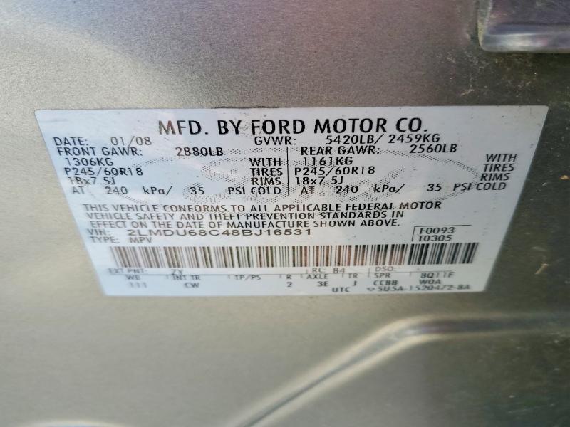 Фото 14 с аукциона – 2008 LINCOLN MKX с VIN 2LMDU68C48BJ16531