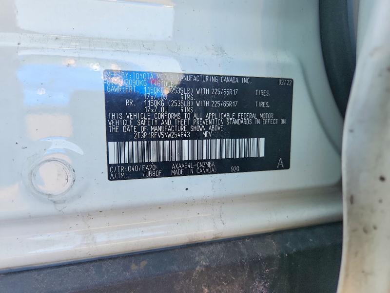 Photo 14 from auction – 2022 TOYOTA RAV4 with VIN 2T3P1RFV5NW254843