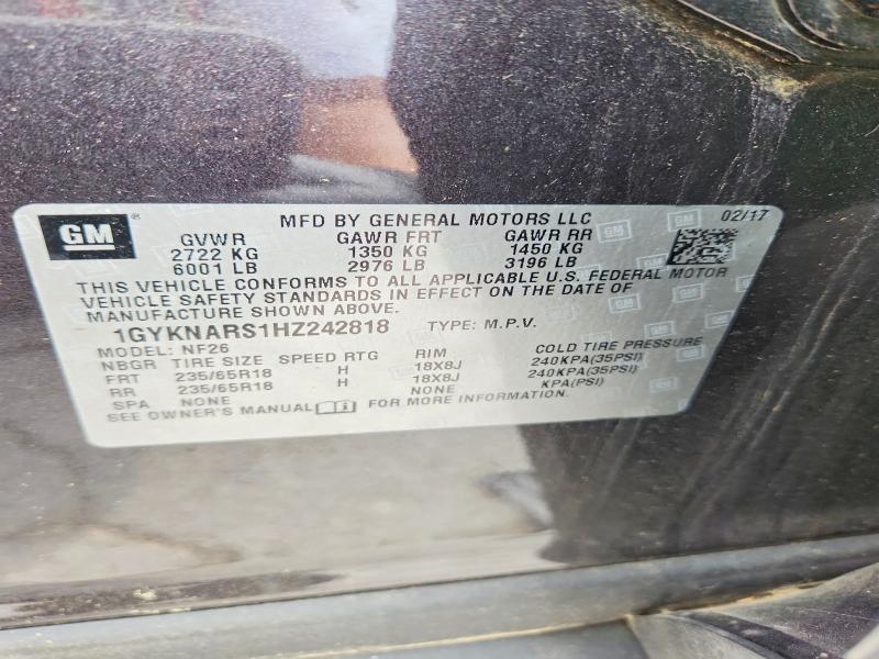 Photo 14 from auction – 2017 CADILLAC XT5 with VIN 1GYKNARS1HZ242818