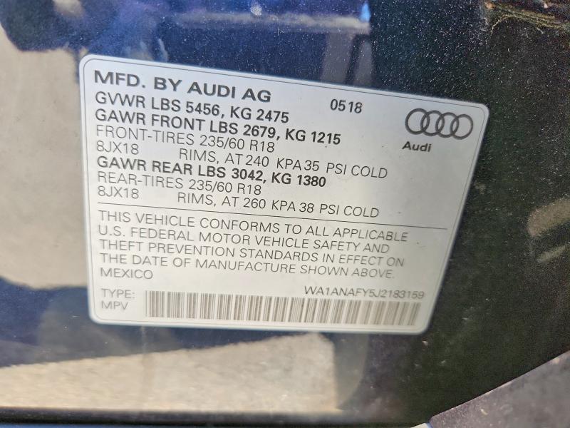 Photo 14 from auction – 2018 AUDI Q5 with VIN WA1ANAFY5J2183159