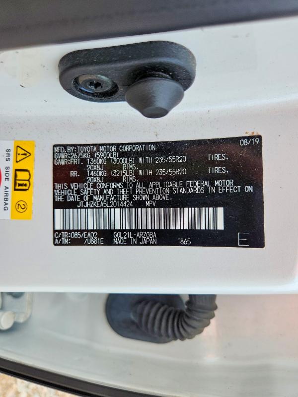 Photo 14 from auction – 2020 LEXUS RX with VIN JTJHZKEA5L2014424