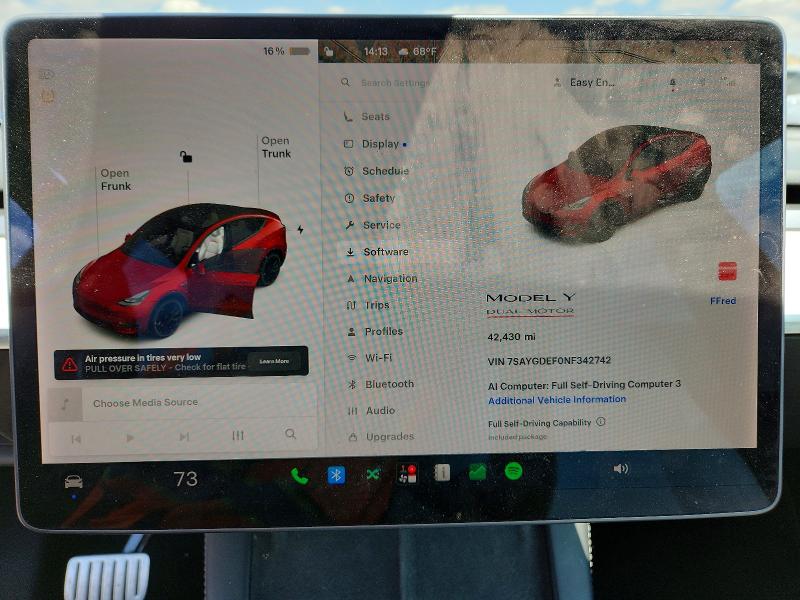 Photo 9 from auction – 2022 TESLA MODEL Y with VIN 7SAYGDEF0NF342742