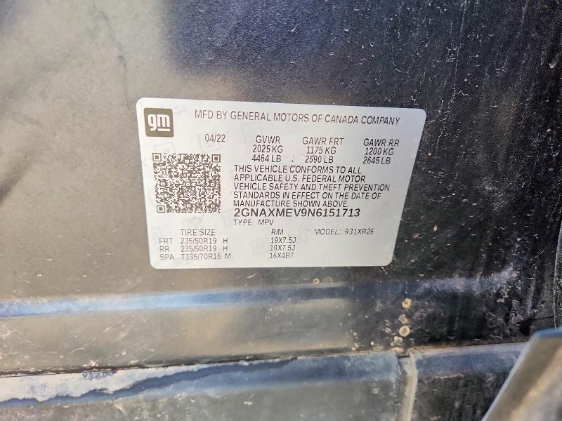 Photo 14 from auction – 2022 CHEVROLET EQUINOX with VIN 2GNAXMEV9N6151713