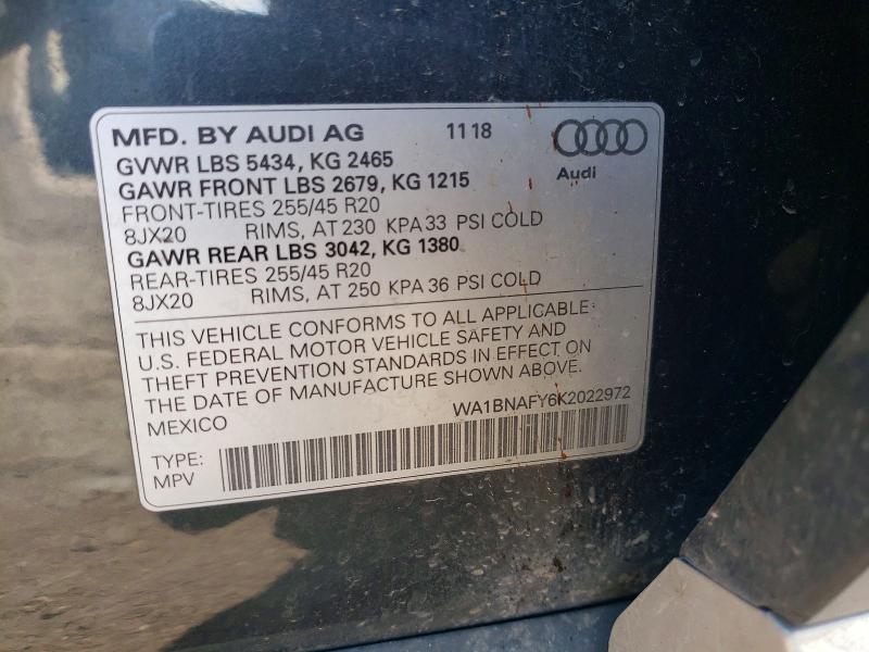 Photo 14 from auction – 2019 AUDI Q5 with VIN WA1BNAFY6K2022972