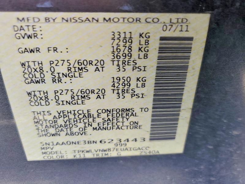 Photo 14 from auction – 2011 NISSAN ARMADA with VIN 5N1AA0NE3BN623443