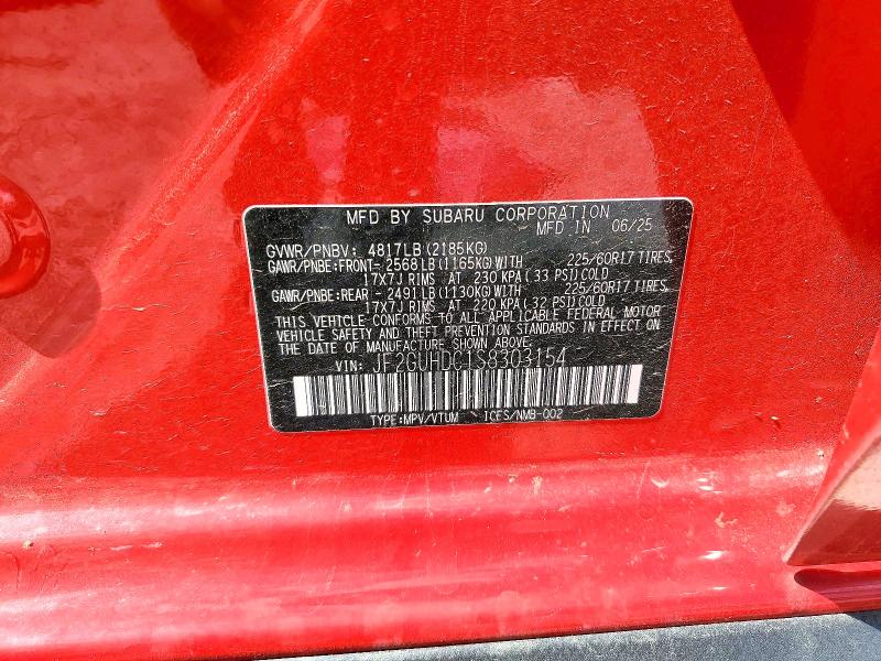 Photo 14 from auction – 2025 SUBARU CROSSTREK with VIN JF2GUHDC1S8303154