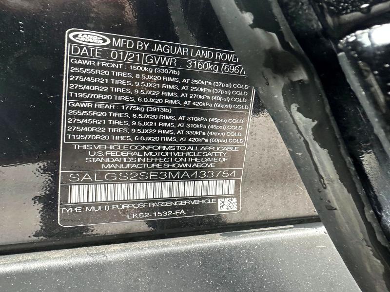 Photo 13 from auction – 2021 LAND ROVER RANGE ROVER with VIN SALGS2SE3MA433754