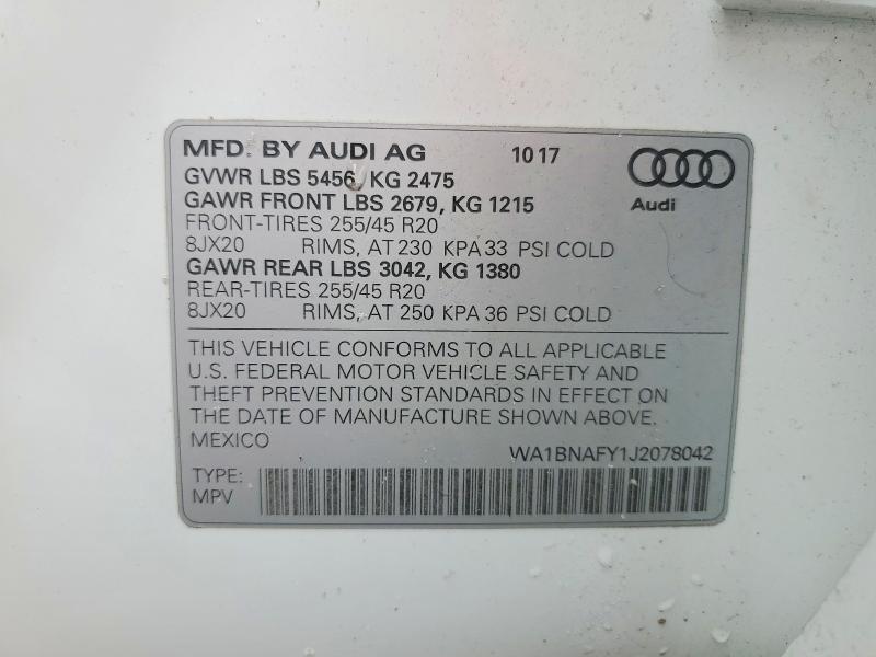 Photo 14 from auction – 2018 AUDI Q5 with VIN WA1BNAFY1J2078042