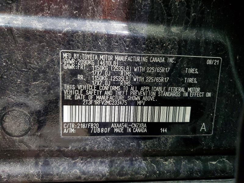Photo 14 from auction – 2021 TOYOTA RAV4 with VIN 2T3F1RFV2MC233475
