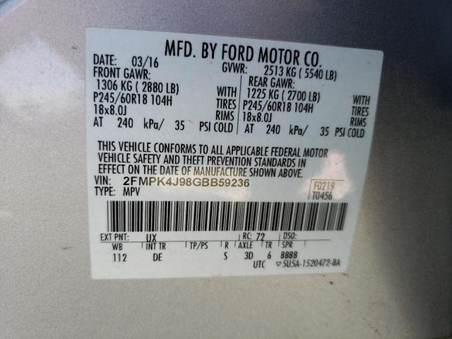 Photo 14 from auction – 2016 FORD EDGE SEL with VIN 2FMPK4J98GBB59236