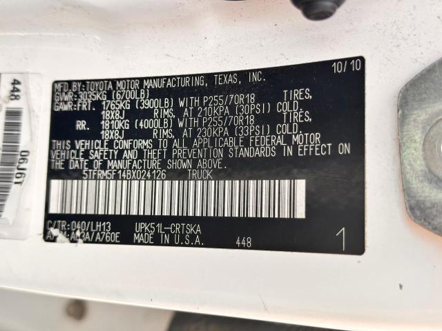 Photo 10 from auction – 2011 TOYOTA TUNDRA DOU with VIN 5TFRM5F14BX024126