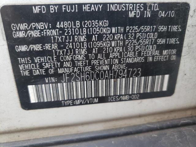 Photo 14 from auction – 2010 SUBARU FORESTER 2 with VIN JF2SH6DC0AH794723