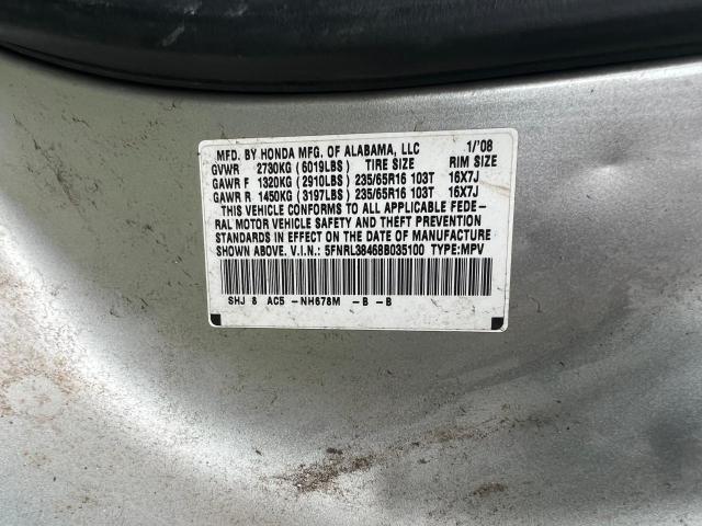 Photo 10 from auction – 2008 HONDA ODYSSEY EX with VIN 5FNRL38468B035100