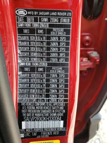 Photo 14 from auction – 2019 LAND ROVER RANGE ROVE with VIN SALVP2RX0KH330084