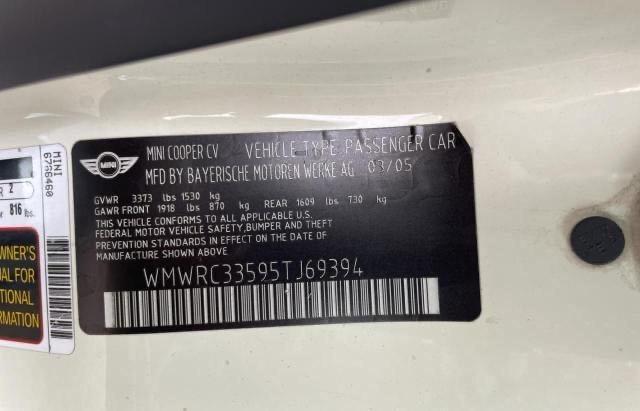 Photo 10 from auction – 2005 MINI COOPER with VIN WMWRC33595TJ69394