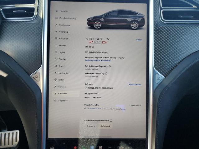 Photo 9 from auction – 2017 TESLA MODEL X with VIN 5YJXCDE47HF051680