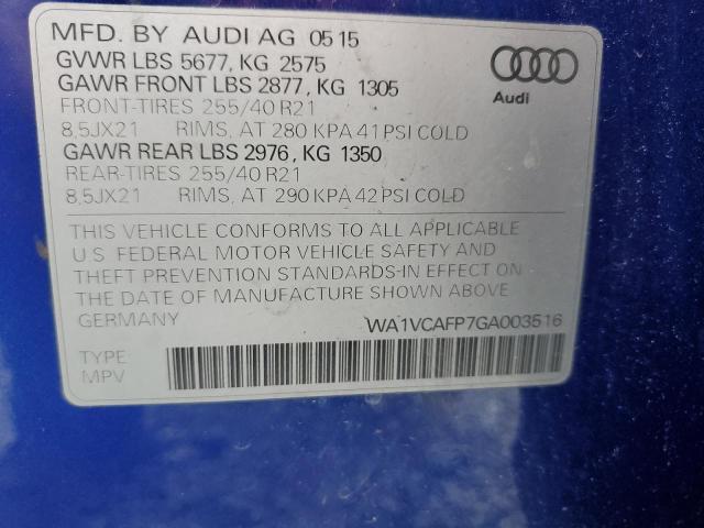 Photo 14 from auction – 2016 AUDI SQ5 PRESTI with VIN WA1VCAFP7GA003516