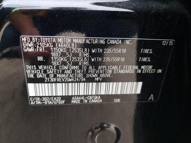 Photo 14 from auction – 2016 TOYOTA RAV4 LIMIT with VIN 2T3DFREV2GW424794