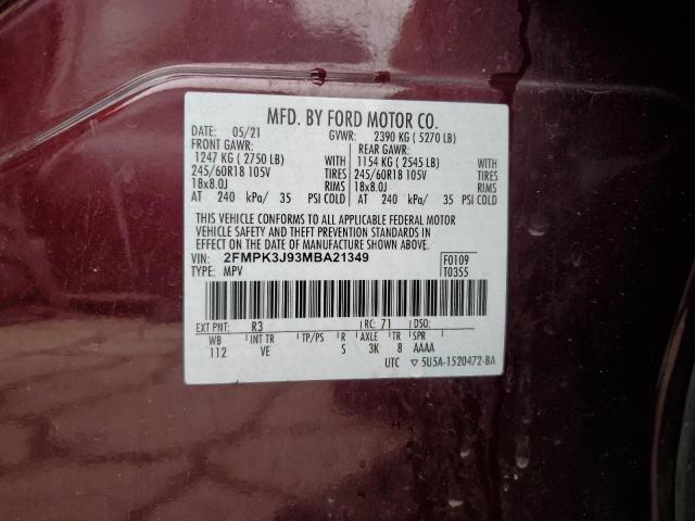 Photo 14 from auction – 2021 FORD EDGE SEL with VIN 2FMPK3J93MBA21349