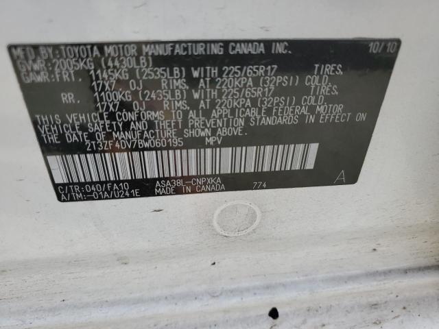 Photo 14 from auction – 2011 TOYOTA RAV4 with VIN 2T3ZF4DV7BW060195