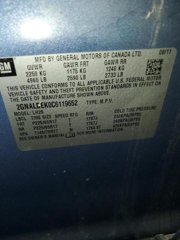 Photo 14 from auction – 2012 CHEVROLET EQUINOX LT with VIN 2GNALDEK0C6119652