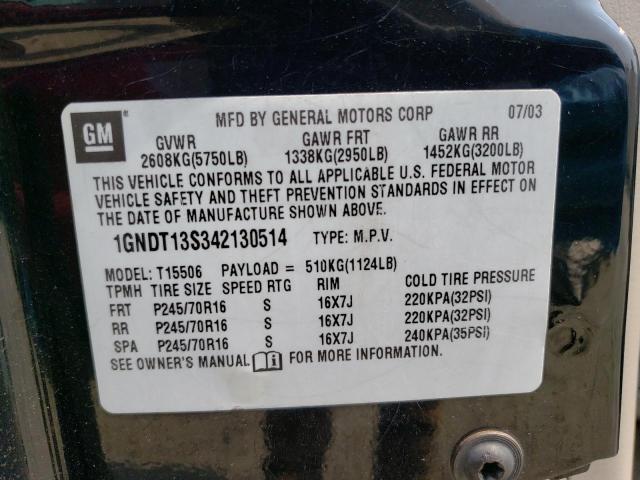 Photo 14 from auction – 2004 CHEVROLET TRAILBLAZE with VIN 1GNDT13S342130514