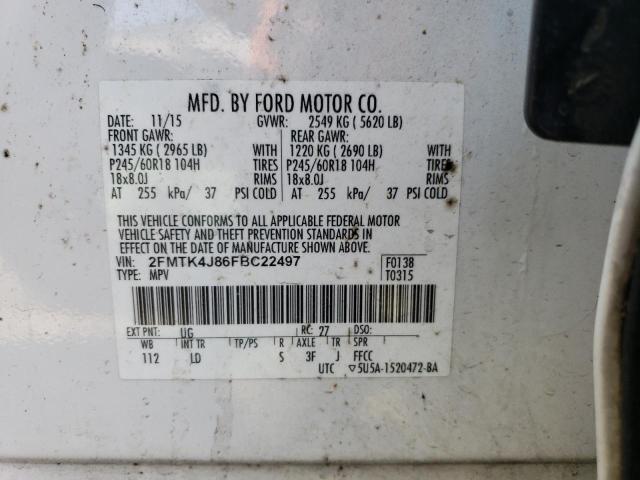 Photo 14 from auction – 2015 FORD EDGE SEL with VIN 2FMTK4J86FBC22497