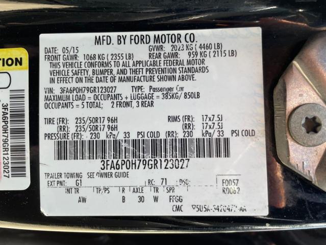 Photo 10 from auction – 2016 FORD FUSION SE with VIN 3FA6P0H79GR123027