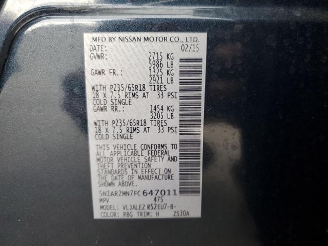 Photo 14 from auction – 2015 NISSAN PATHFINDER with VIN 5N1AR2MN7FC647011