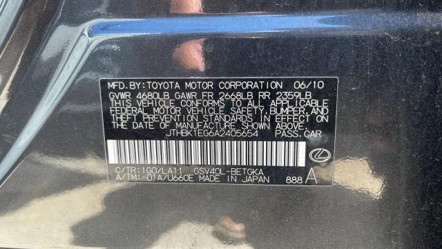 Photo 10 from auction – 2010 LEXUS ES 350 with VIN JTHBK1EG6A2405654