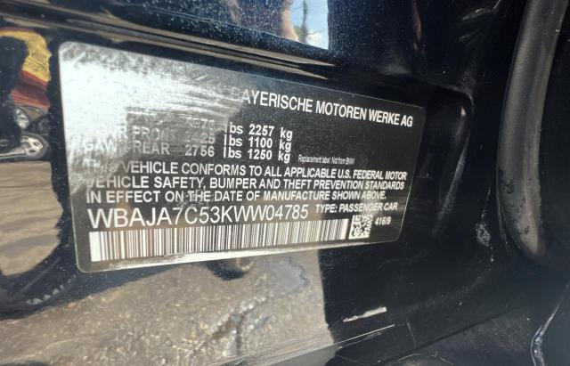 Photo 10 from auction – 2019 BMW 530 XI with VIN WBAJA7C53KWW04785