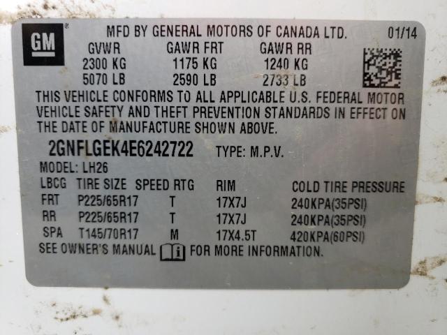 Фото 14 с аукциона – 2014 CHEVROLET EQUINOX LT с VIN 2GNFLGEK4E6242722