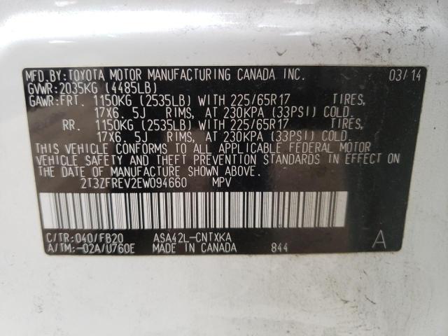 Photo 14 from auction – 2014 TOYOTA RAV4 LE with VIN 2T3ZFREV2EW094660