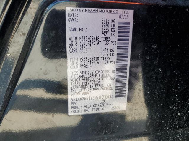 Photo 14 from auction – 2015 NISSAN PATHFINDER with VIN 5N1AR2MN1FC687004