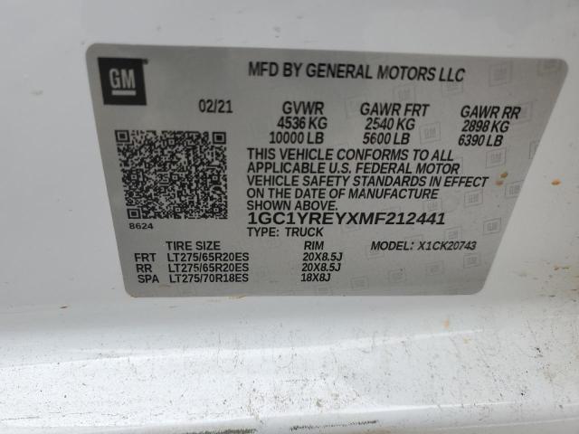 Photo 14 from auction – 2021 CHEVROLET SILVERADO with VIN 1GC1YREYXMF212441