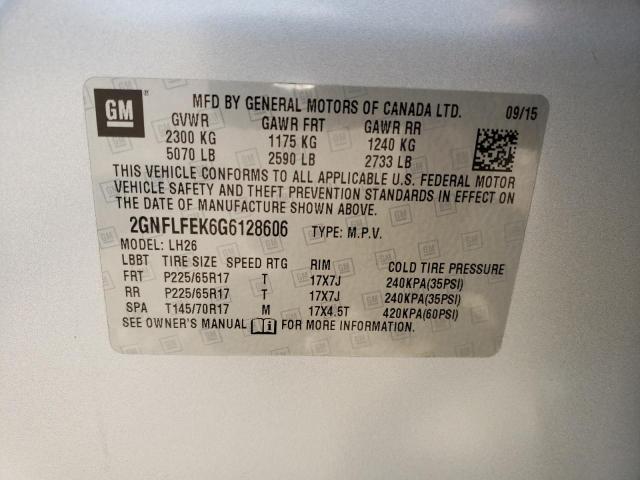Photo 14 from auction – 2016 CHEVROLET EQUINOX LT with VIN 2GNFLFEK6G6128606