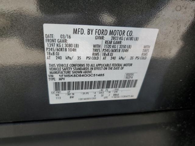 Photo 14 from auction – 2016 FORD EXPLORER X with VIN 1FM5K8D84GGC51485
