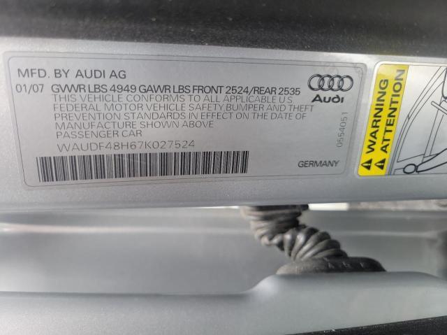 Photo 10 from auction – 2007 AUDI A4 2.0T CA with VIN WAUDF48H67K027524