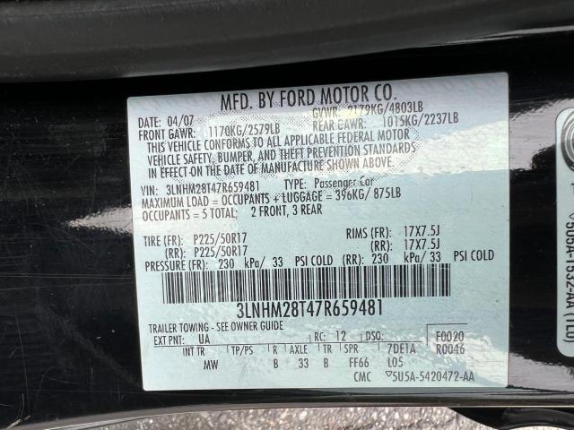 Photo 10 from auction – 2007 LINCOLN MKZ with VIN 3LNHM28T47R659481