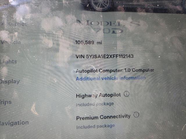 Photo 9 from auction – 2015 TESLA MODEL S with VIN 5YJSA1E2XFF112143