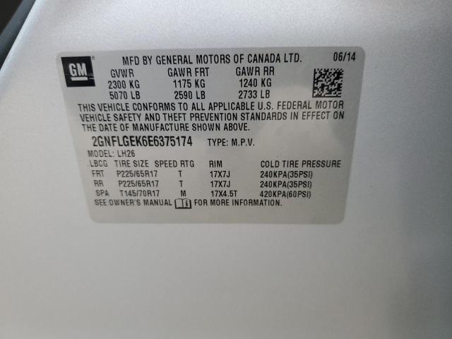 Photo 14 from auction – 2014 CHEVROLET EQUINOX LT with VIN 2GNFLGEK6E6375174