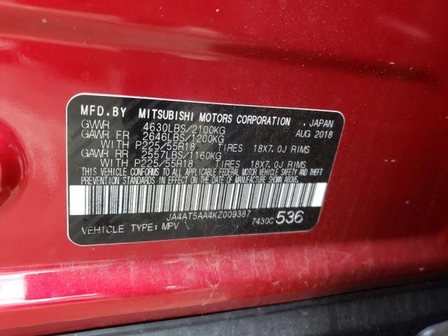 Photo 14 from auction – 2019 MITSUBISHI ECLIPSE CR with VIN JA4AT5AA4KZ009387