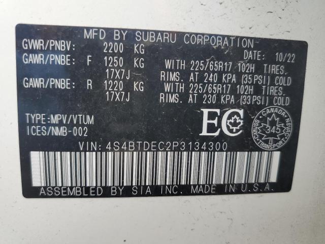 Photo 14 from auction – 2023 SUBARU OUTBACK TO with VIN 4S4BTDEC2P3134300