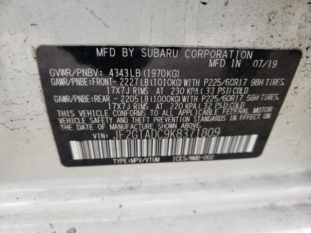 Photo 14 from auction – 2019 SUBARU CROSSTREK with VIN JF2GTADC9K8371809