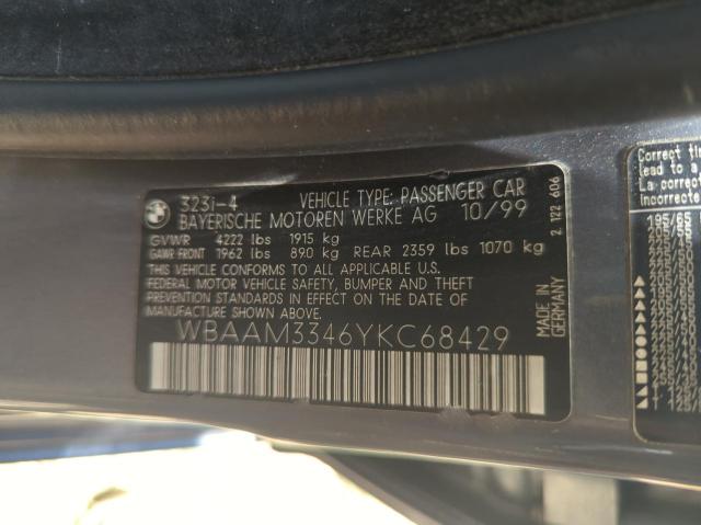 Photo 10 from auction – 2000 BMW 323 I with VIN WBAAM3346YKC68429
