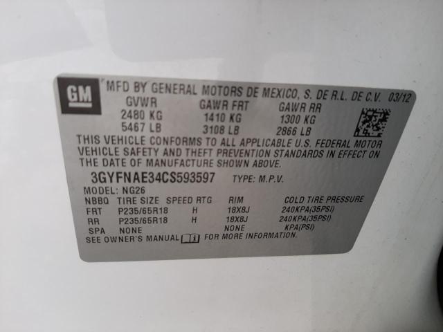Photo 14 from auction – 2012 CADILLAC SRX LUXURY with VIN 3GYFNAE34CS593597