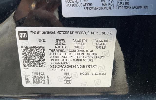 Photo 10 from auction – 2022 CHEVROLET SILVERADO with VIN 3GCPACED4NG578131