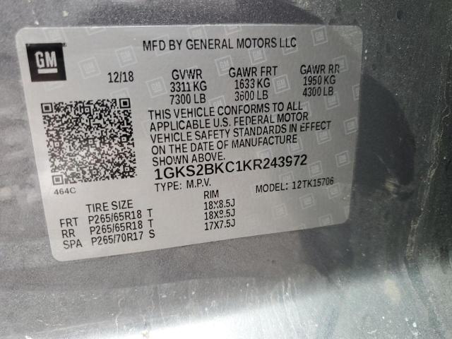 Photo 14 from auction – 2019 GMC YUKON SLT with VIN 1GKS2BKC1KR243972